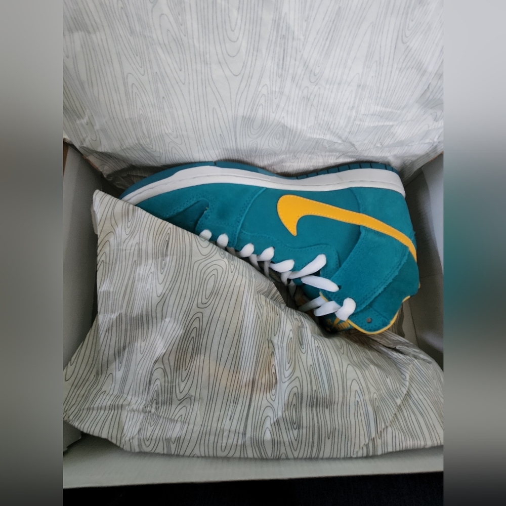 Nike SB Dunk Hi Tropical Teal and University Gold (2013) - Picture 16 of 17